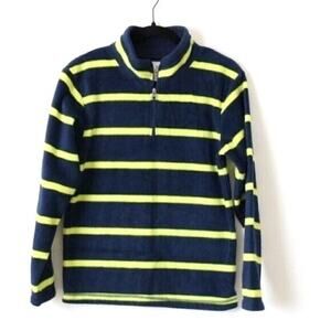 Never Worn The Children's Place Blue Striped 1/4 Zip Fleece Shirt Top  XL 14